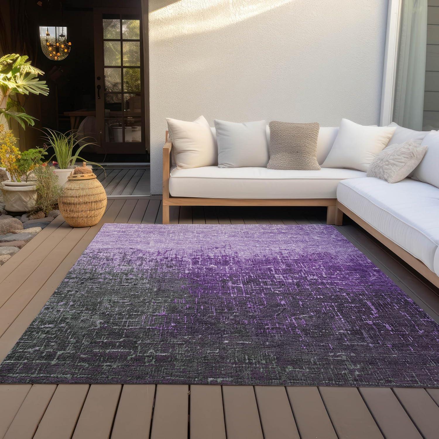 Machine Washable Indoor/Outdoor Chantille ACN1066 Purple Rug