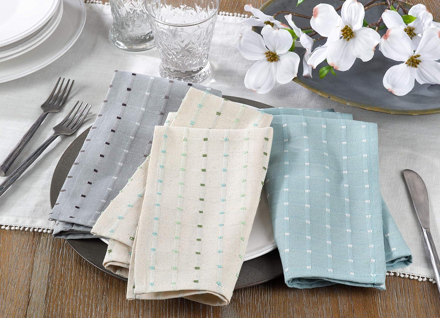 Saro Lifestyle Stitched Line Cotton Blend Table Napkins (Set of 4)