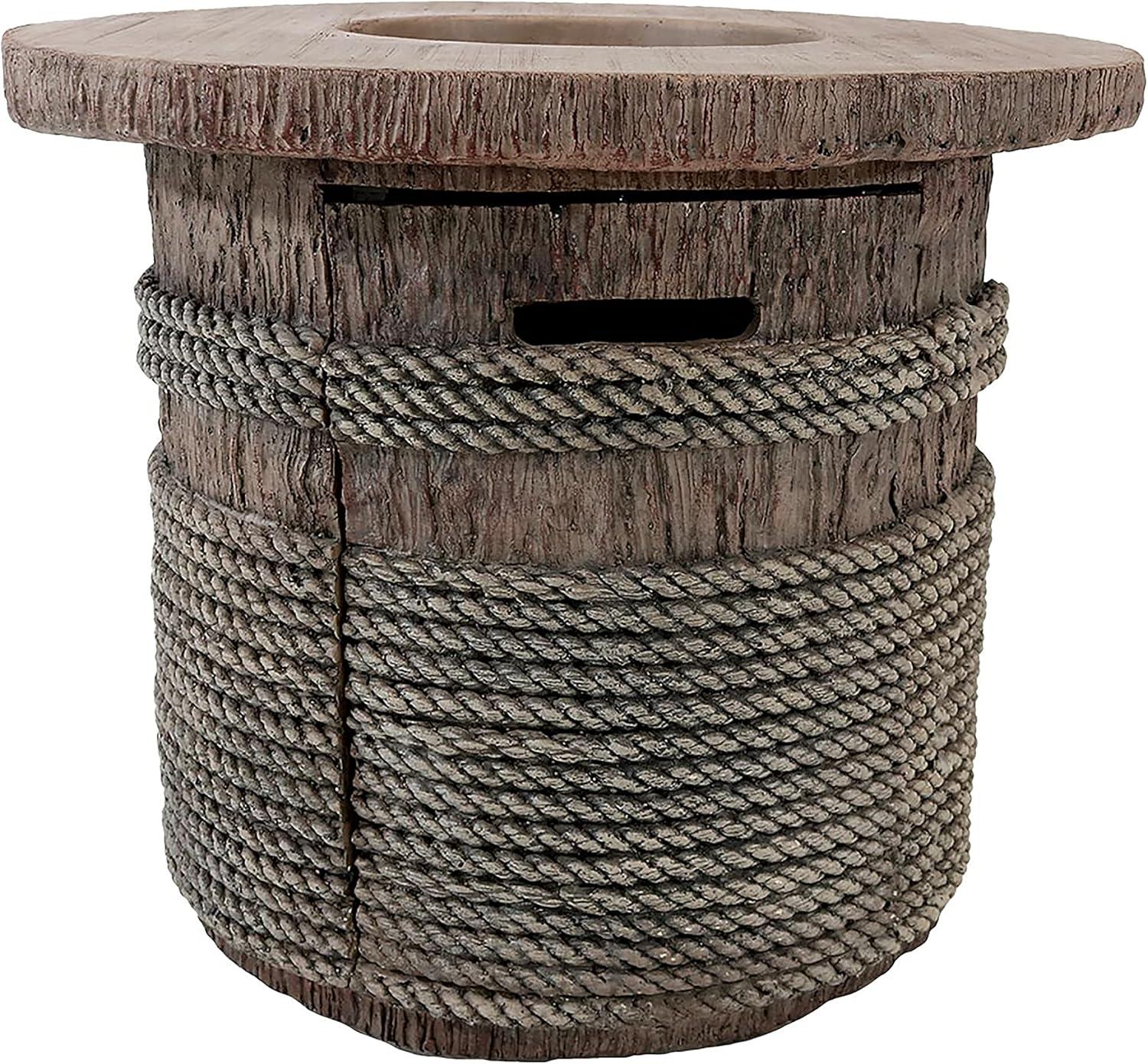 Sunnydaze Rope and Barrel Design Propane Gas Patio Fire Pit Table Kit with Lava Rocks - 29" Diameter