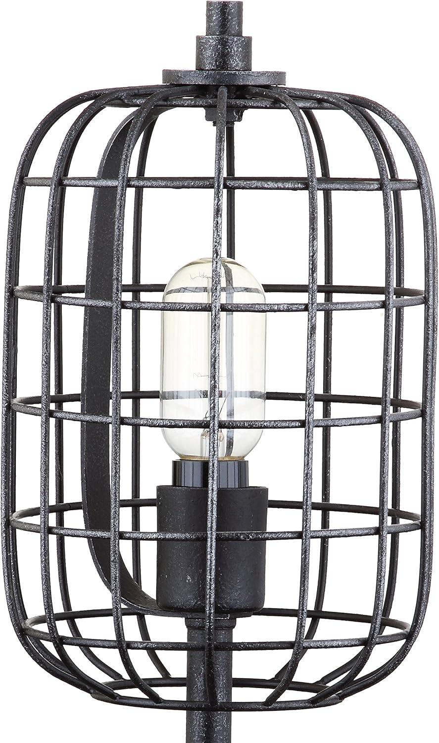 Edison Black Industrial Steel Table Lamp with Cage Shade