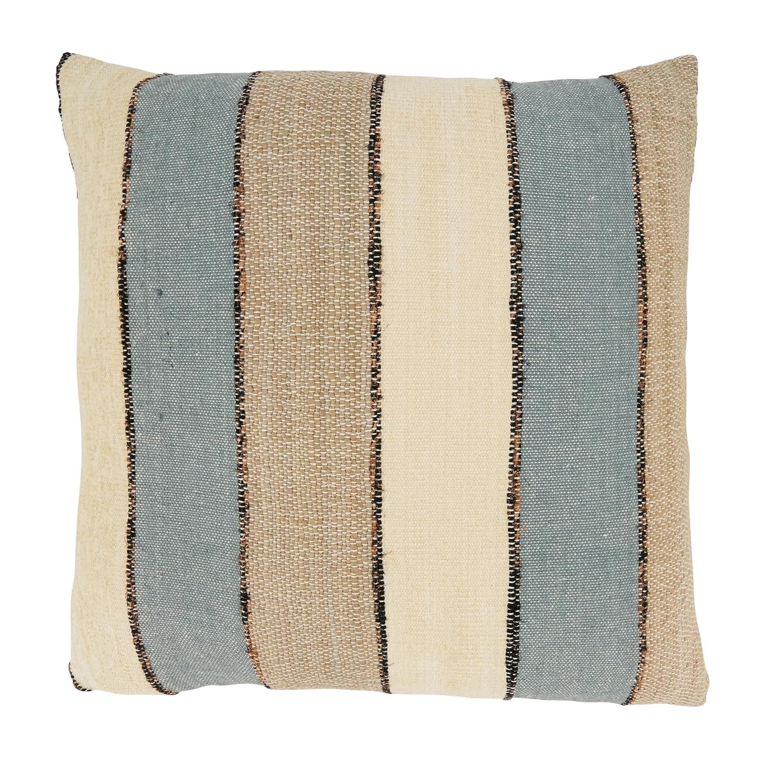 Saro Reine Collection Striped Cotton Pillow Cover