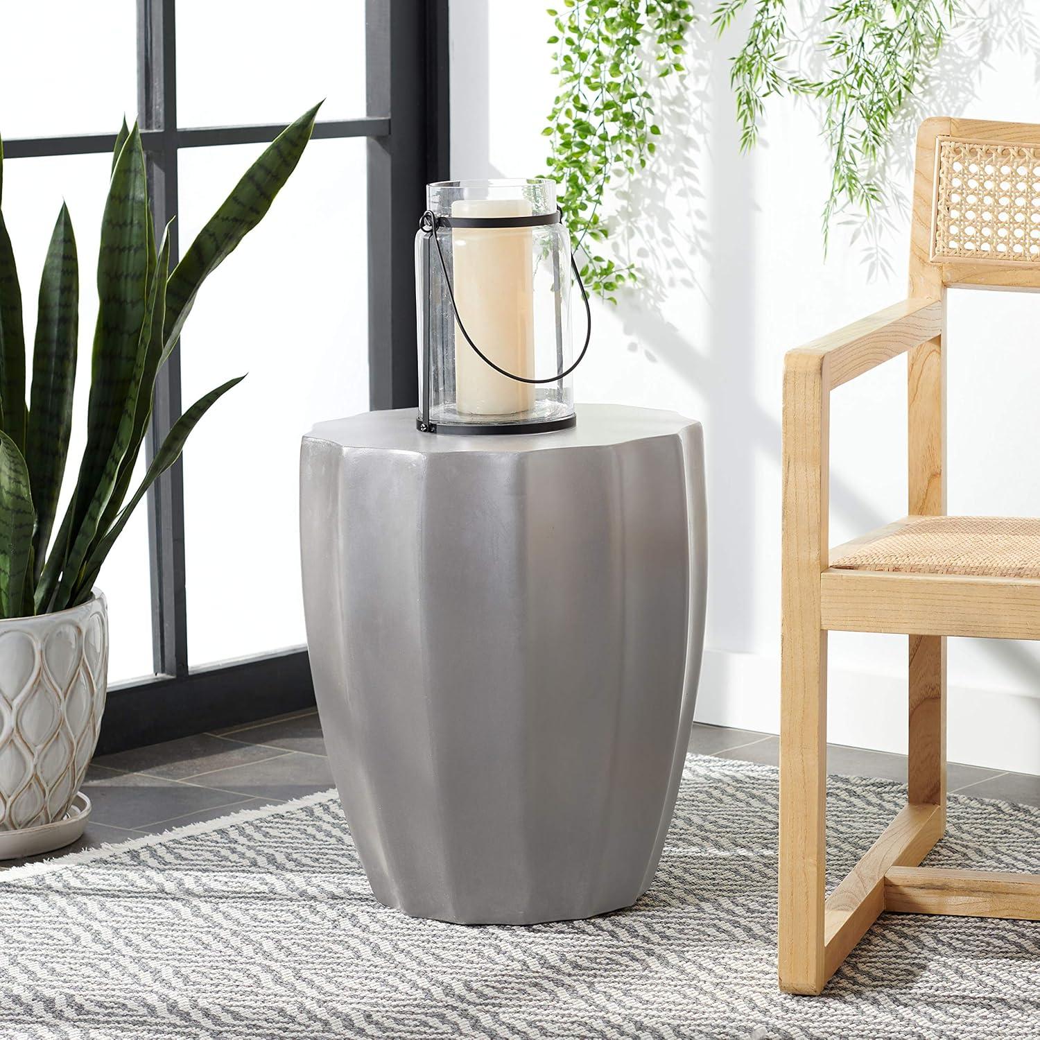 Jaslyn Concrete Indoor/Outdoor Accent Stool - Dark Grey - Safavieh