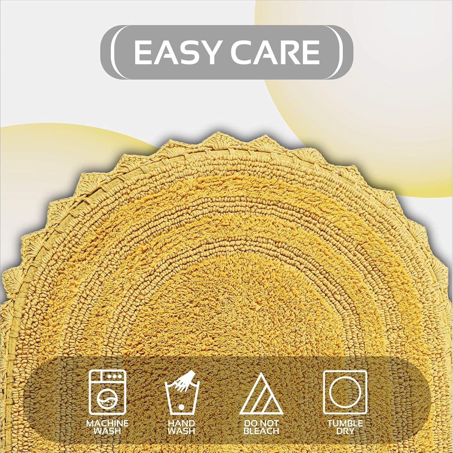 Better Trends Lilly Crochet 100% Cotton Tufted Reversible Bath Rug 20" x 32" Oval - Yellow