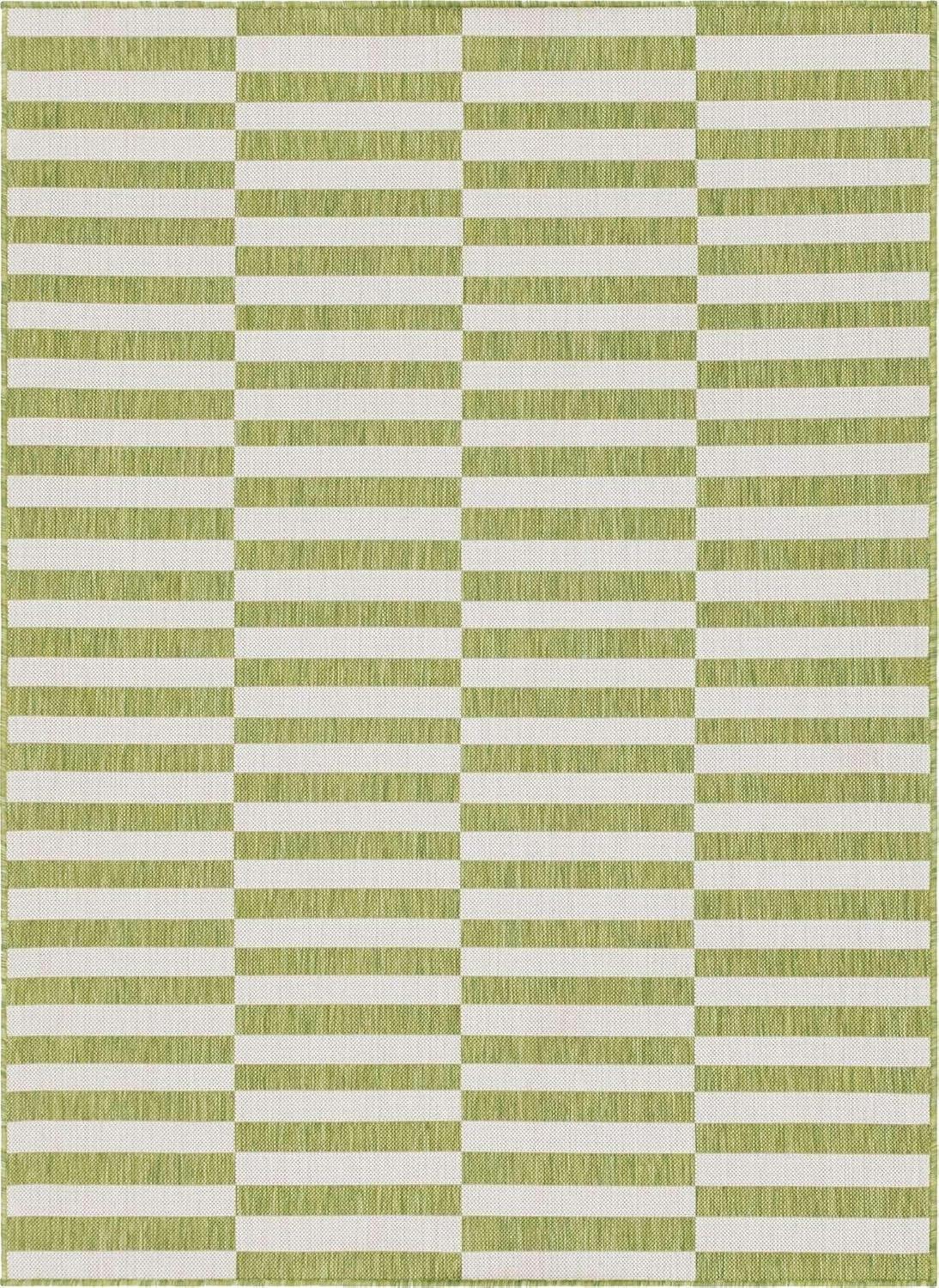 Unique Loom 8' 0 x 11' 4 Rectangle Indoor/Outdoor Striped Green Area Rug