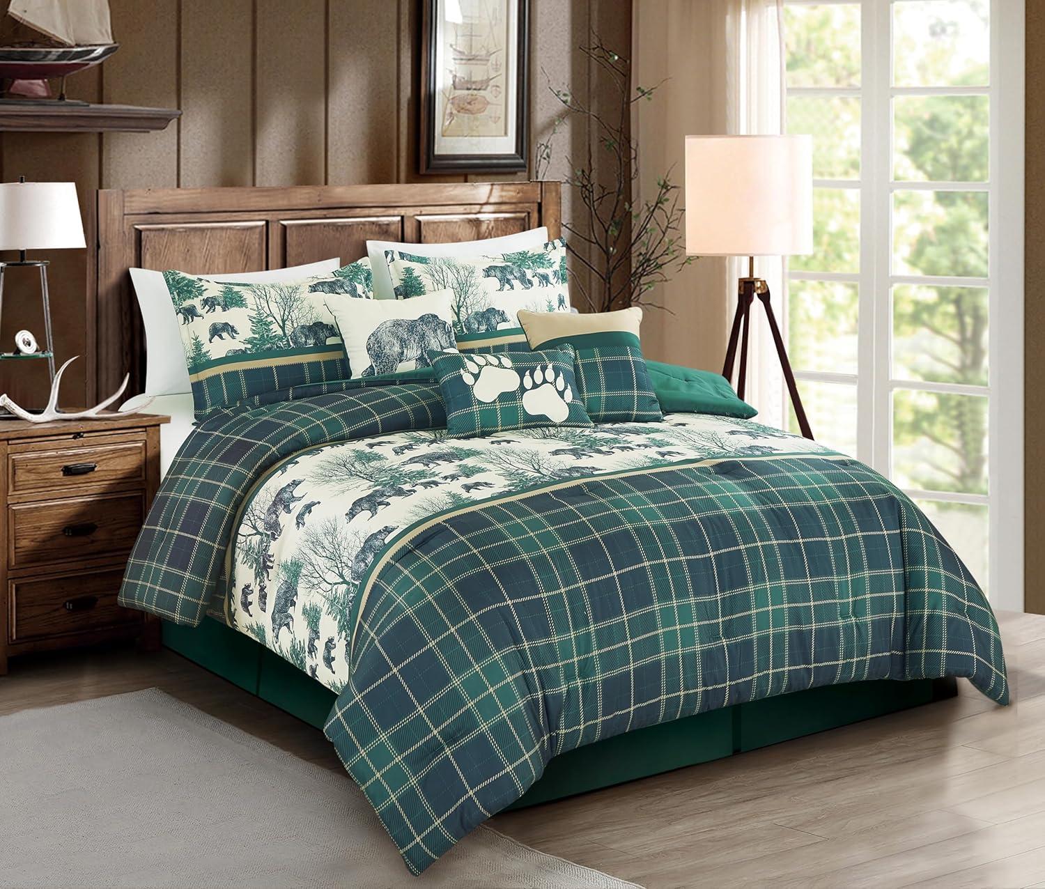 Chezmoi Collection Southwestern Cabin Lodge Bedding 7-Piece Bear Comforter Set