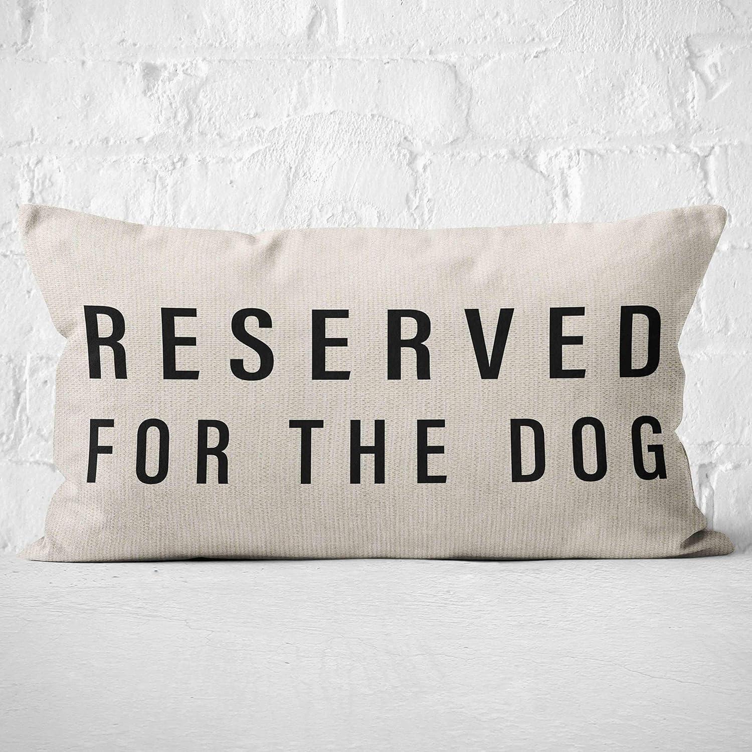 Reserved For The Dog Throw Pillow Case, Dog Lover Gifts, Dog Decor, Funny Dog Pillow Cover, Gifts Dog Mom, Gifts Dog Owner, Gifts Dog Lady, 20 x 12 Inch Cushion Cover for Sofa Couch Bed (black)