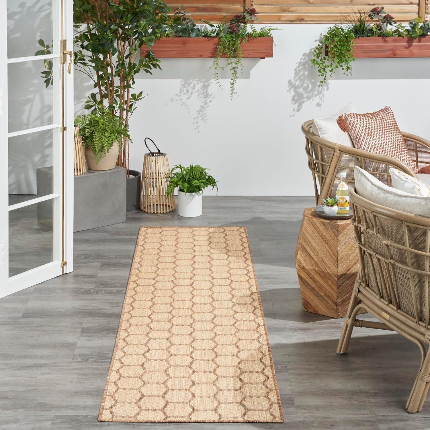 Natural Geometric Flat Woven Reversible Runner Rug 2' x 6'