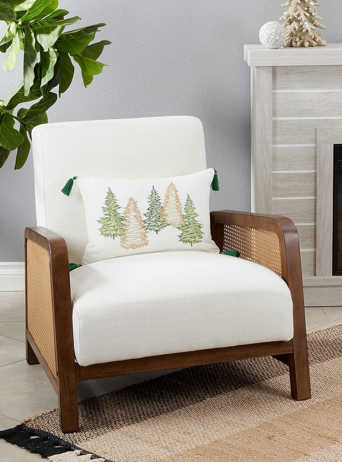 Merry Martinique Collection Tassels Cotton Lumbar Throw Pillow