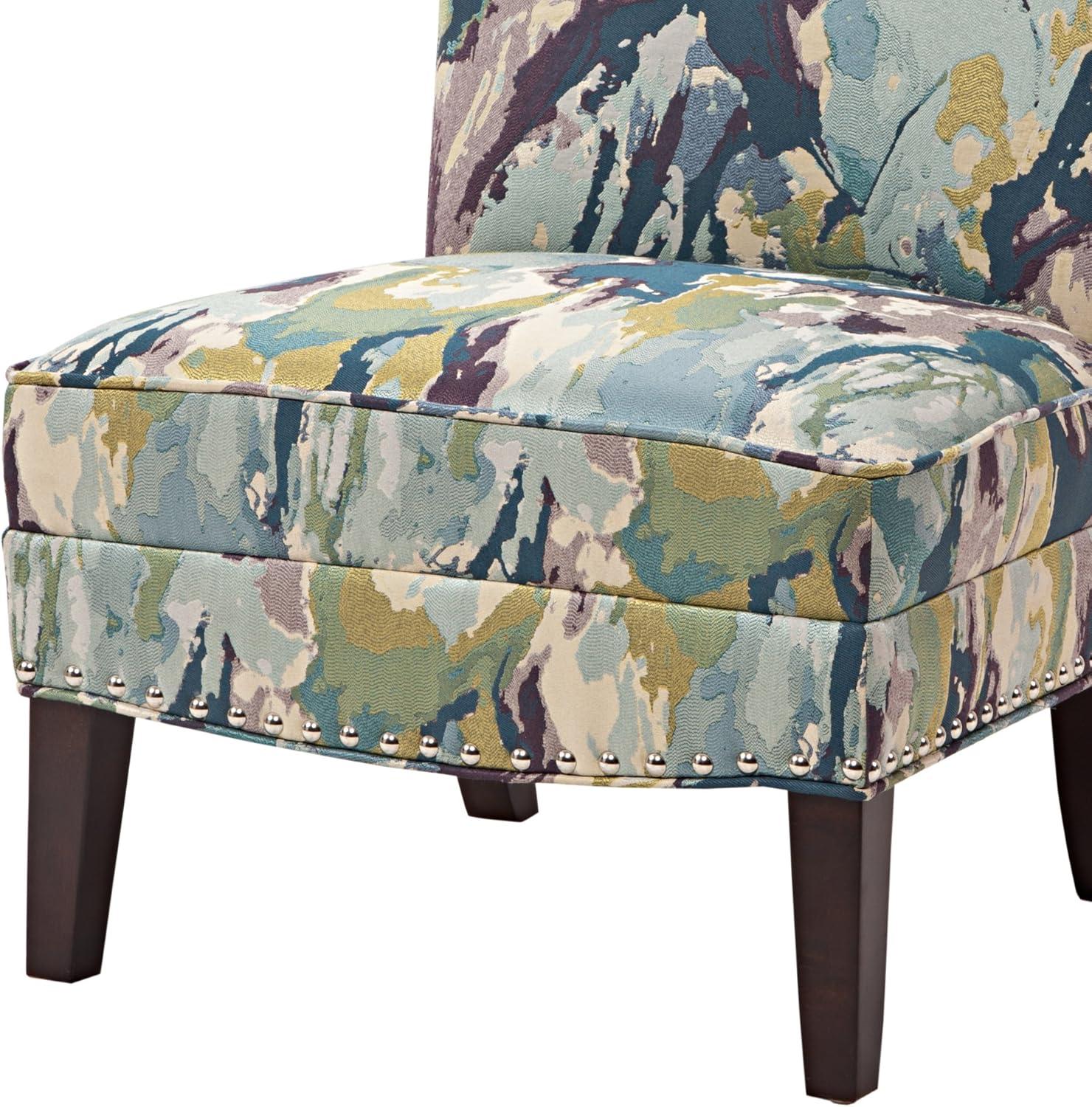 Karly Slipper Accent Chair Blue/Cream - Madison Park: Elegant Back, Silver Nailhead Trim