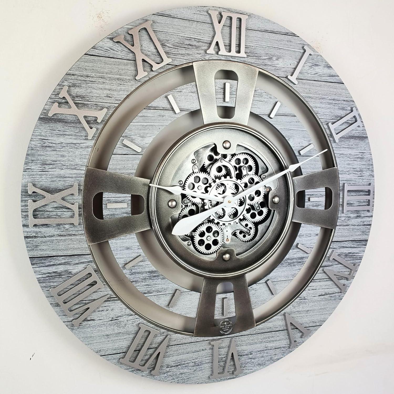 The Gears Clock Wall Clock 36" Oversized for Living Room decor with Real Moving Gears England Collection & Reviews | Wayfair