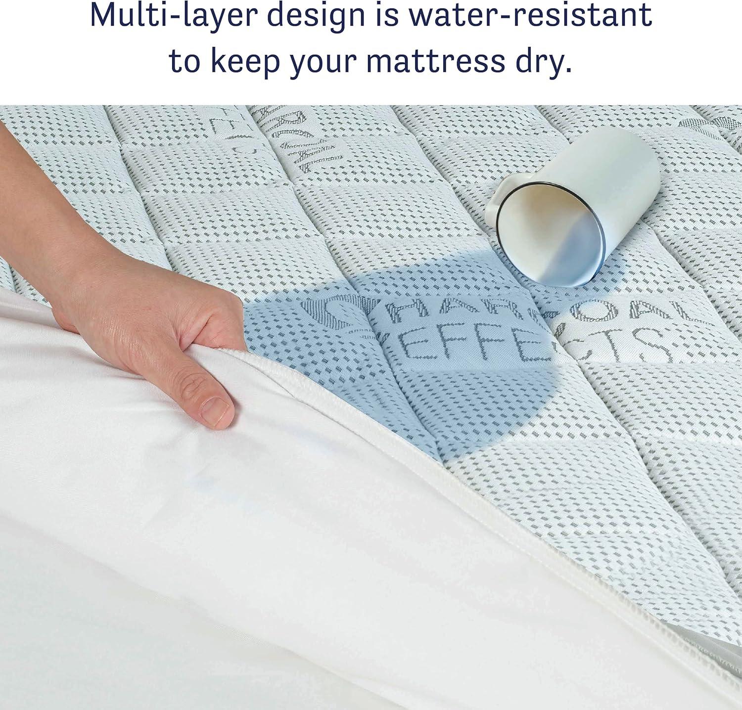 Twin White Charcoal Cooling Water-Resistant Mattress Pad