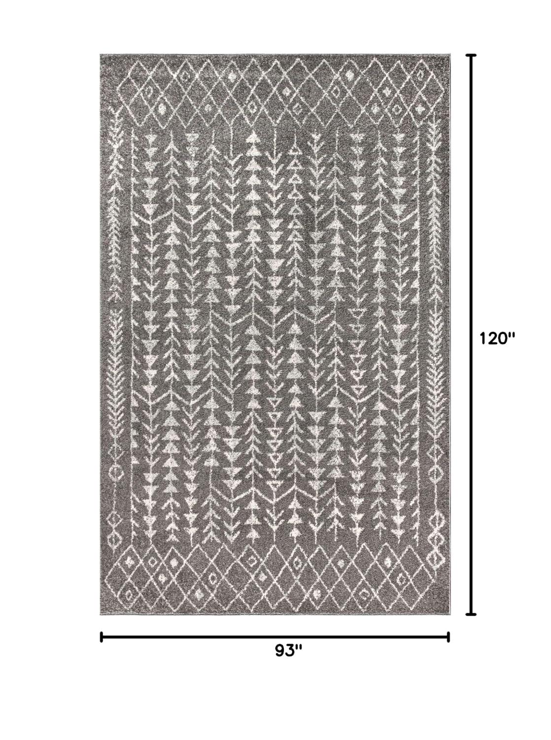 8'x10' Ziri Moroccan Geometric Area Rug, Grey/Cream - JONATHAN Y