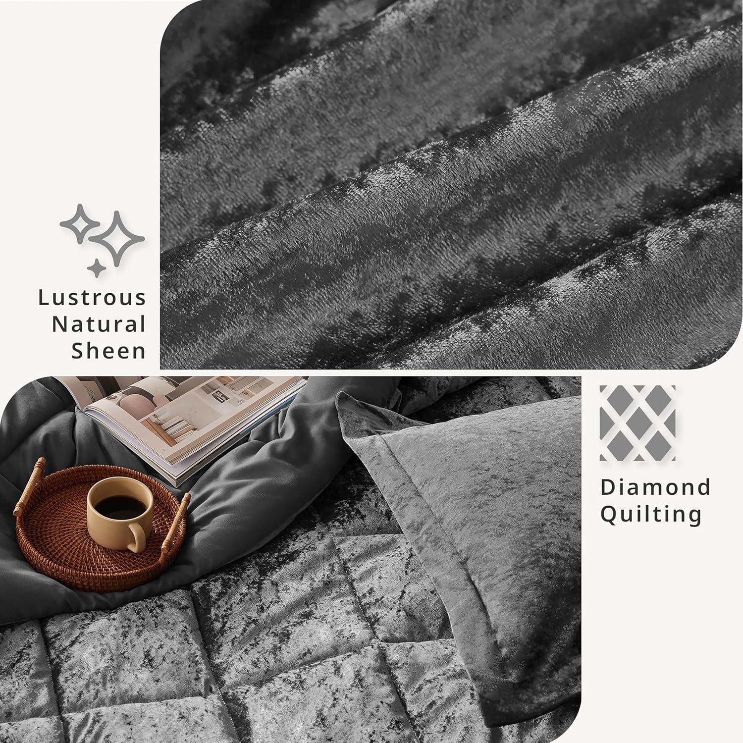 Intelligent Design Felicia Crushed Velvet Comforter Set with Throw Pillow