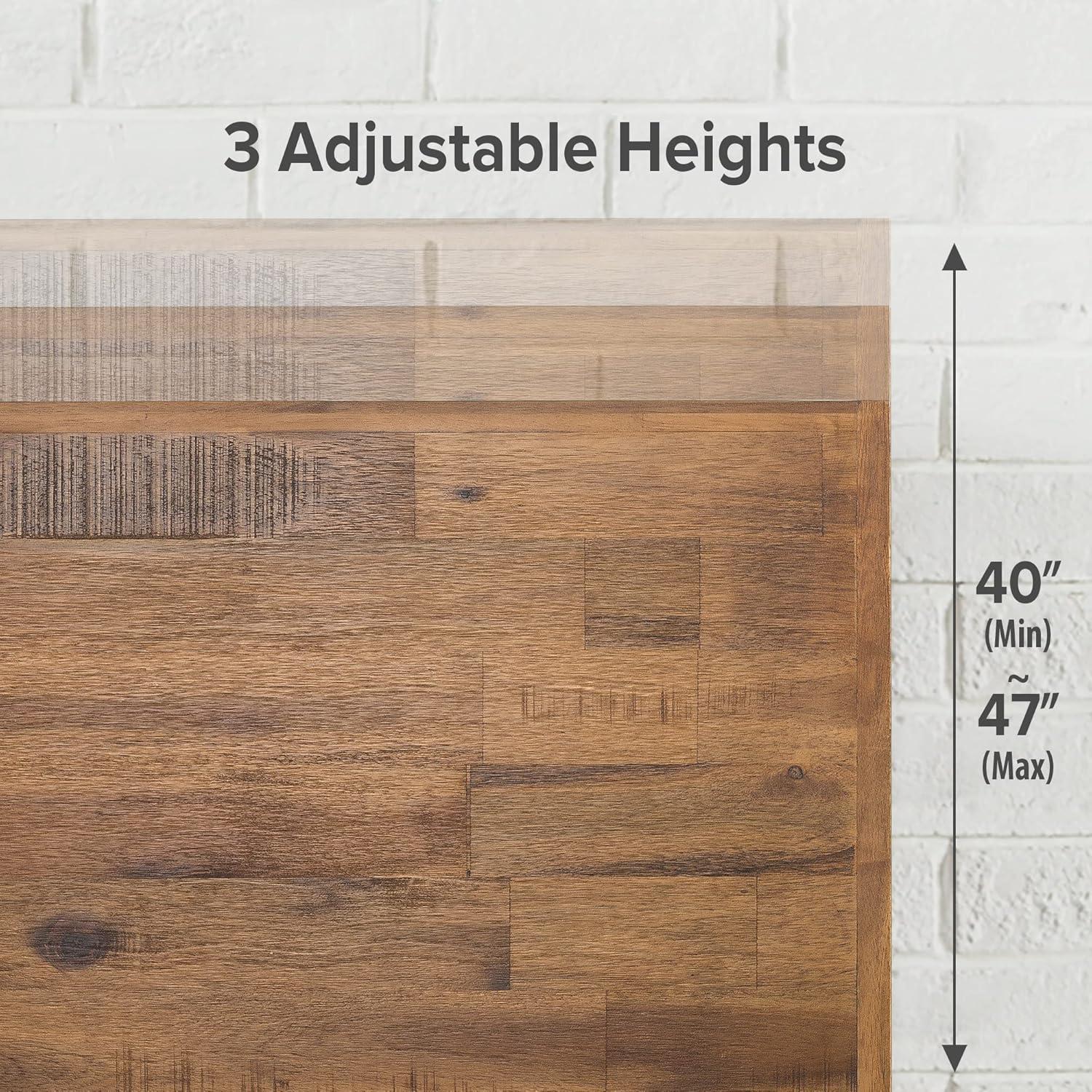 King Tricia Wood Platform Bed Frame with Adjustable Headboard Brown - Zinus: Rustic Style, No Box Spring Needed, 700 lbs Capacity