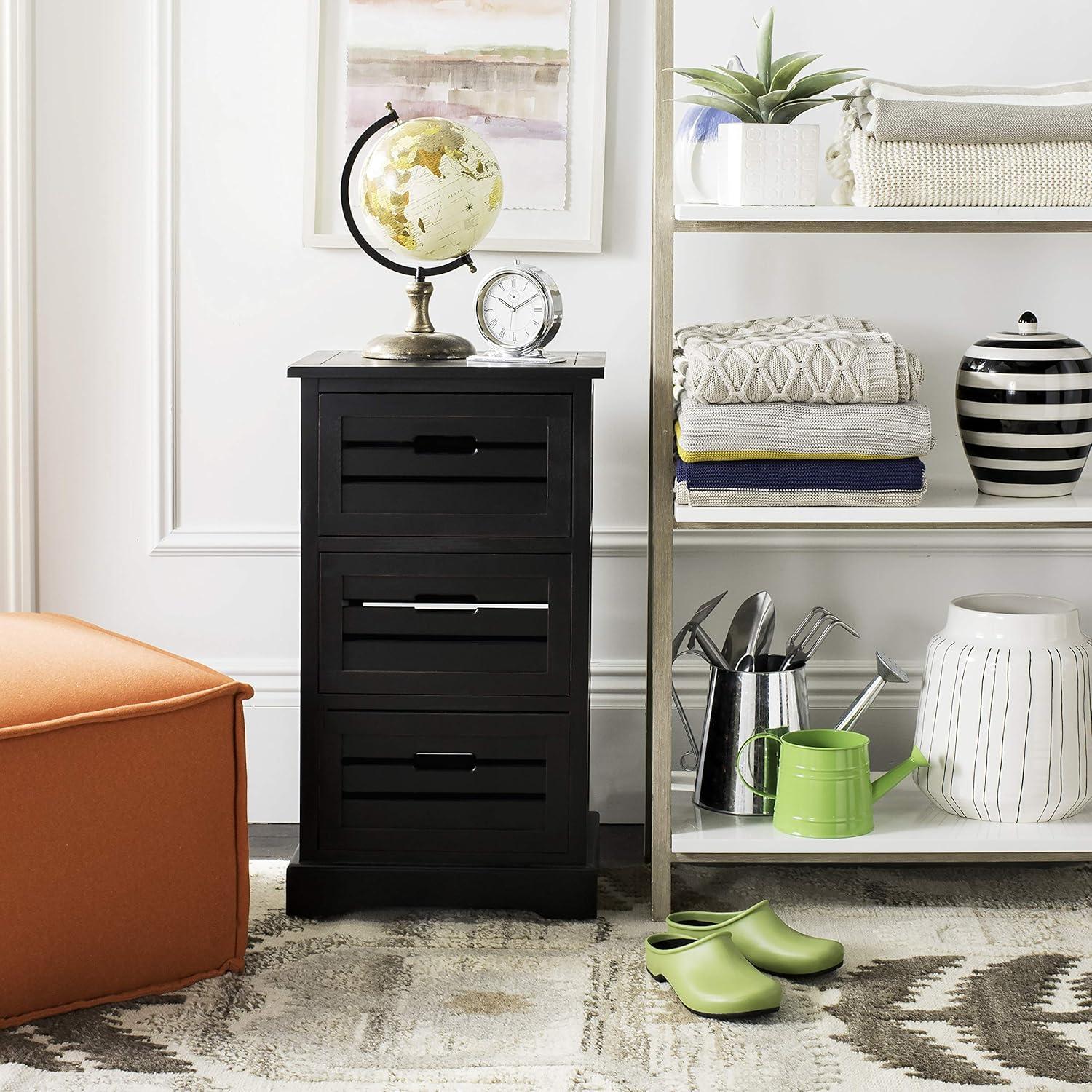 Samara 3 Drawer Cabinet - AMH5713 - Distressed Black - Safavieh Couture