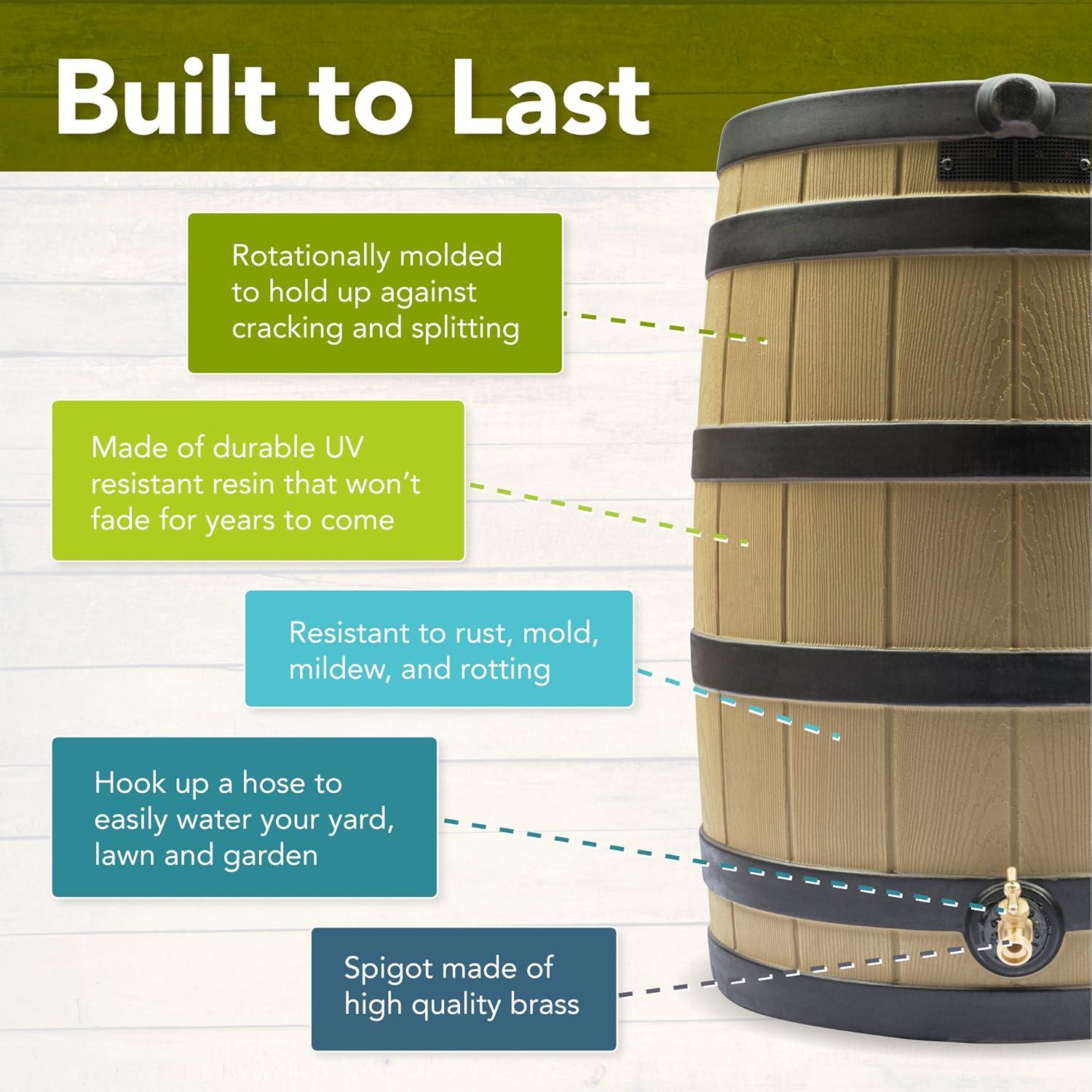 Good Ideas Good Ideas Rain Wizard Whiskey Style Rain Barrel with Overflow and Spigot
