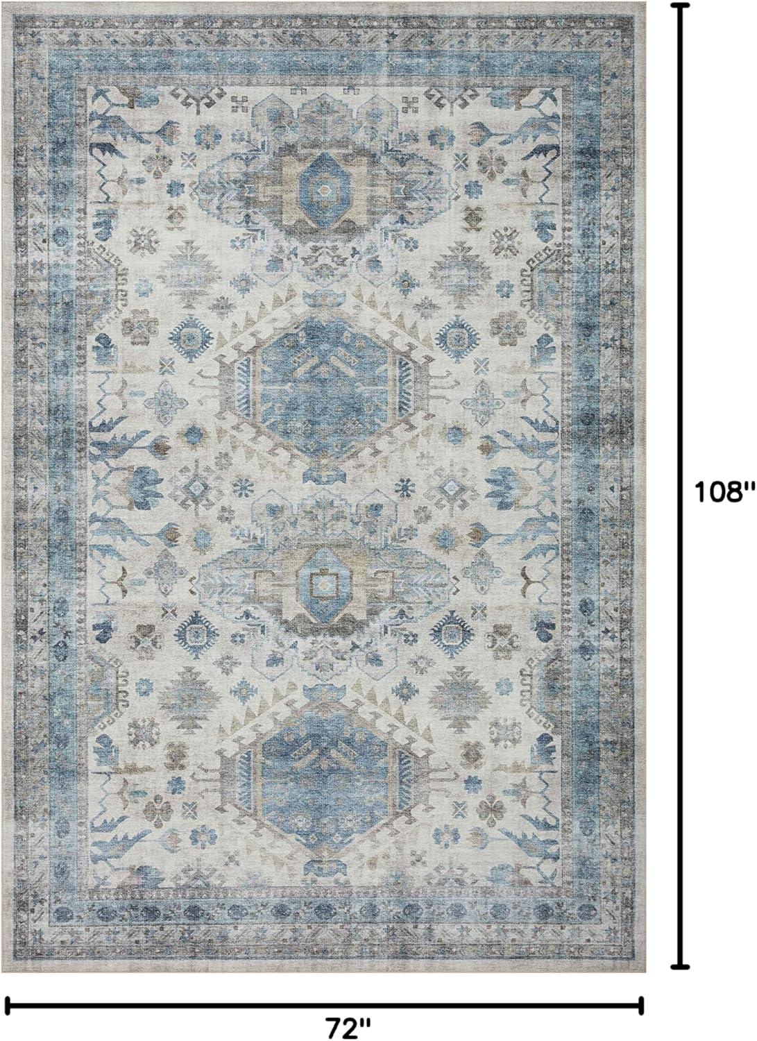 Loloi II Heidi Collection HEI-04 Ivory / Ocean, Southwestern Area Rug 6'-0" x 9'-0"