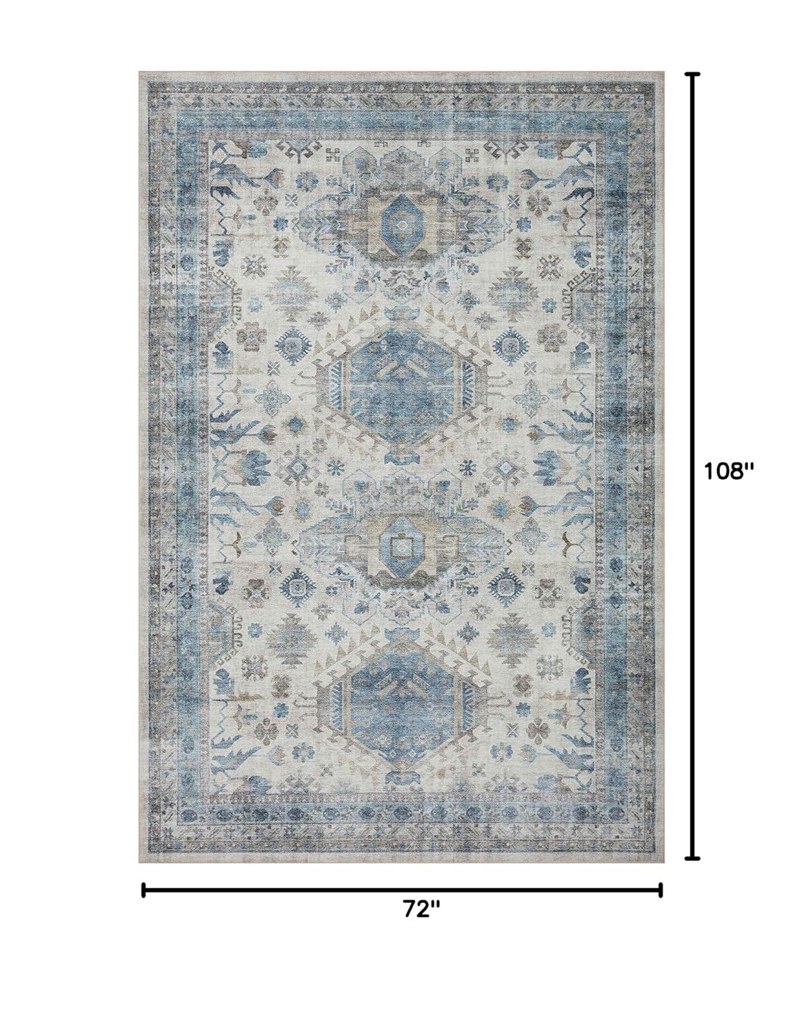 Loloi II Heidi Collection HEI-04 Ivory / Ocean, Southwestern Area Rug 6'-0" x 9'-0"