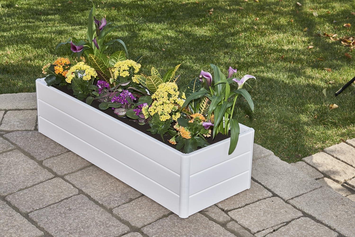 NuVue 26005 44 Inch Wide Tall Raised PVC Garden Planter Terrace Deck Box, White