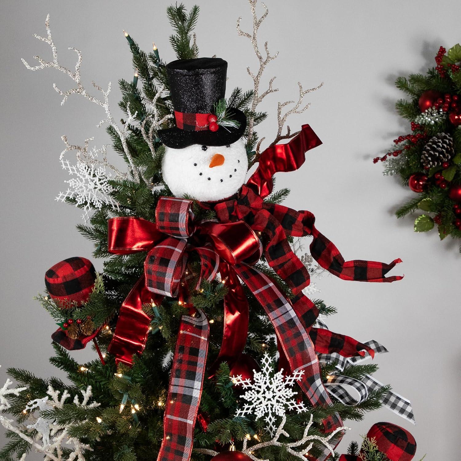 Northlight Plush Snowman in Top Hat Christmas Tree Topper -12" - Unlit