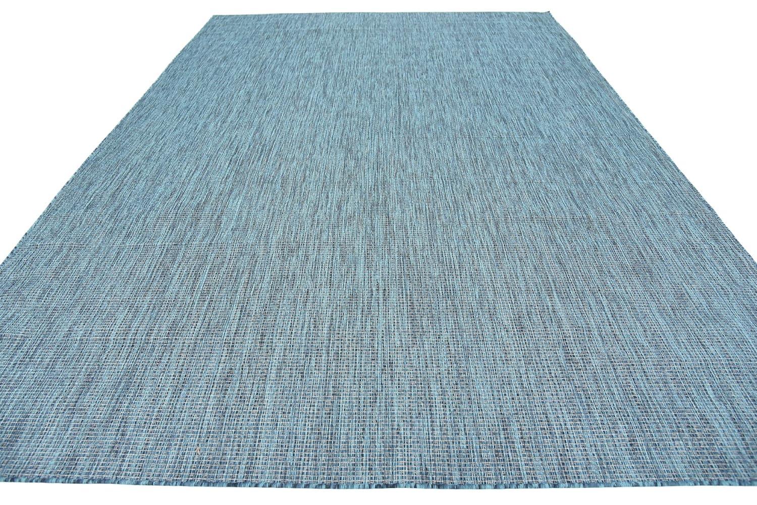 Unique Loom 8' 0 x 11' 4 Rectangle Indoor/Outdoor Solid Teal Area Rug
