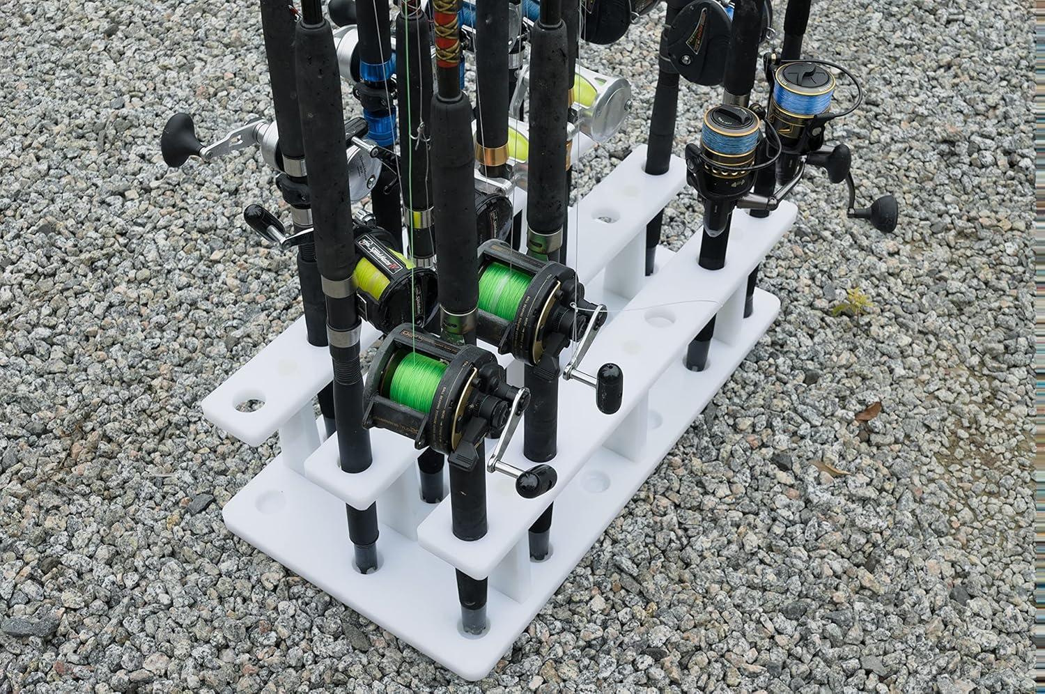 White Marine Board Heavy Duty Wall-Mounted Fishing Rod Holder