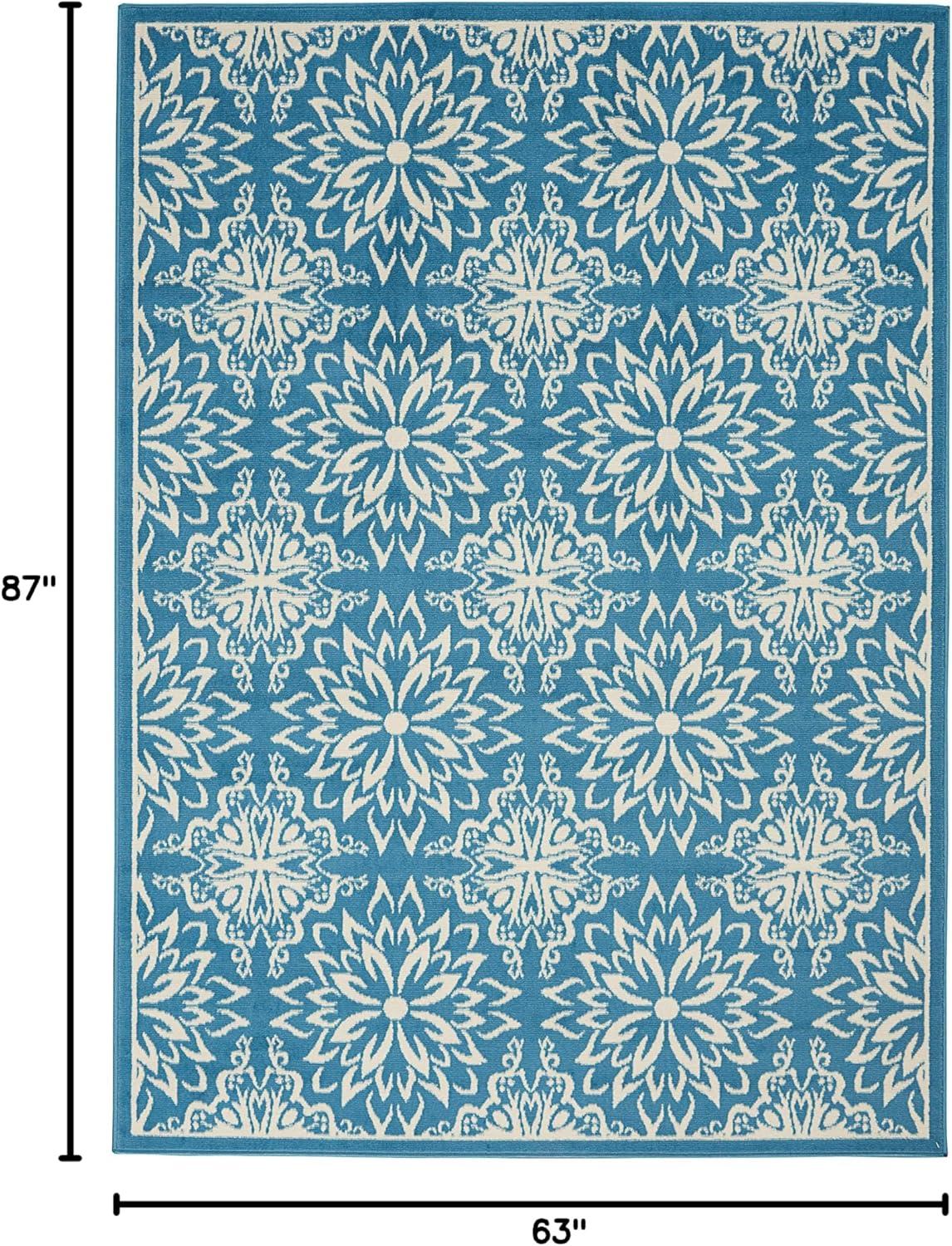 Nourison Jubilant Floral Ivory/Blue 5'3" x 7'3" Area Rug, (5x7)