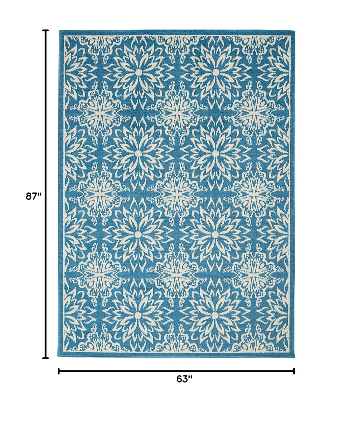 Nourison Jubilant Floral Ivory/Blue 5'3" x 7'3" Area Rug, (5x7)