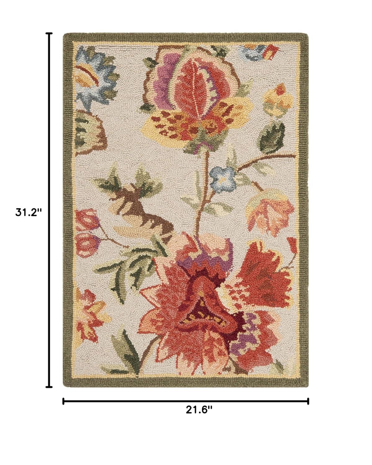 SAFAVIEH Chelsea Hayleigh Floral Wool Area Rug, Ivory, 2'6" x 4'