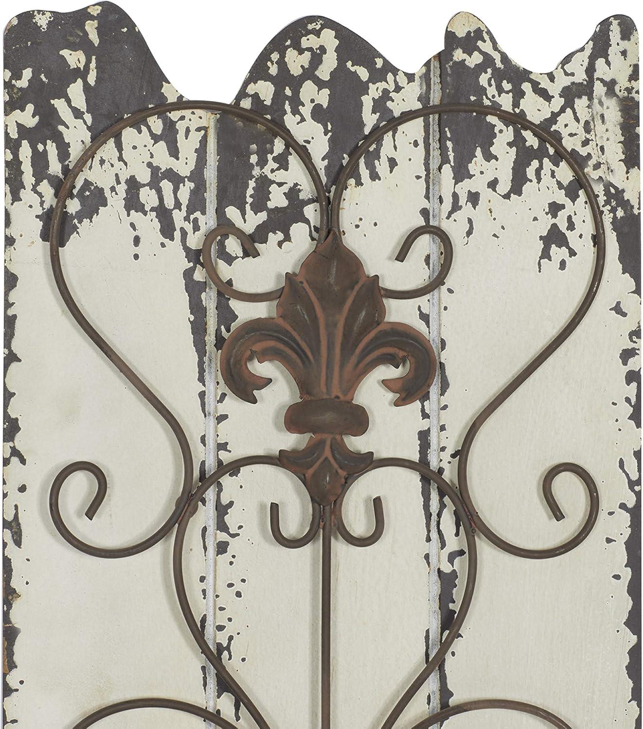 DecMode White Wood Arabesque Scroll Wall Decor (2 Count)