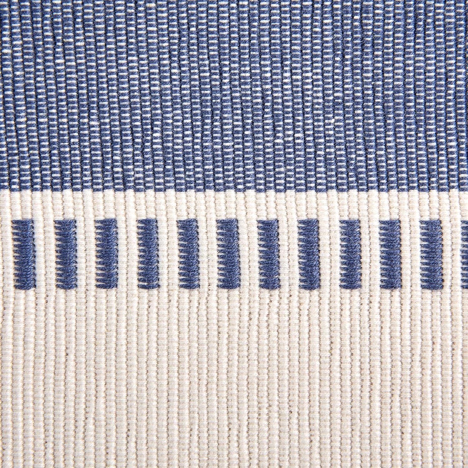 Design Imports  Ribbed Dobby Stripe Table Runner, French Blue, 13X108"