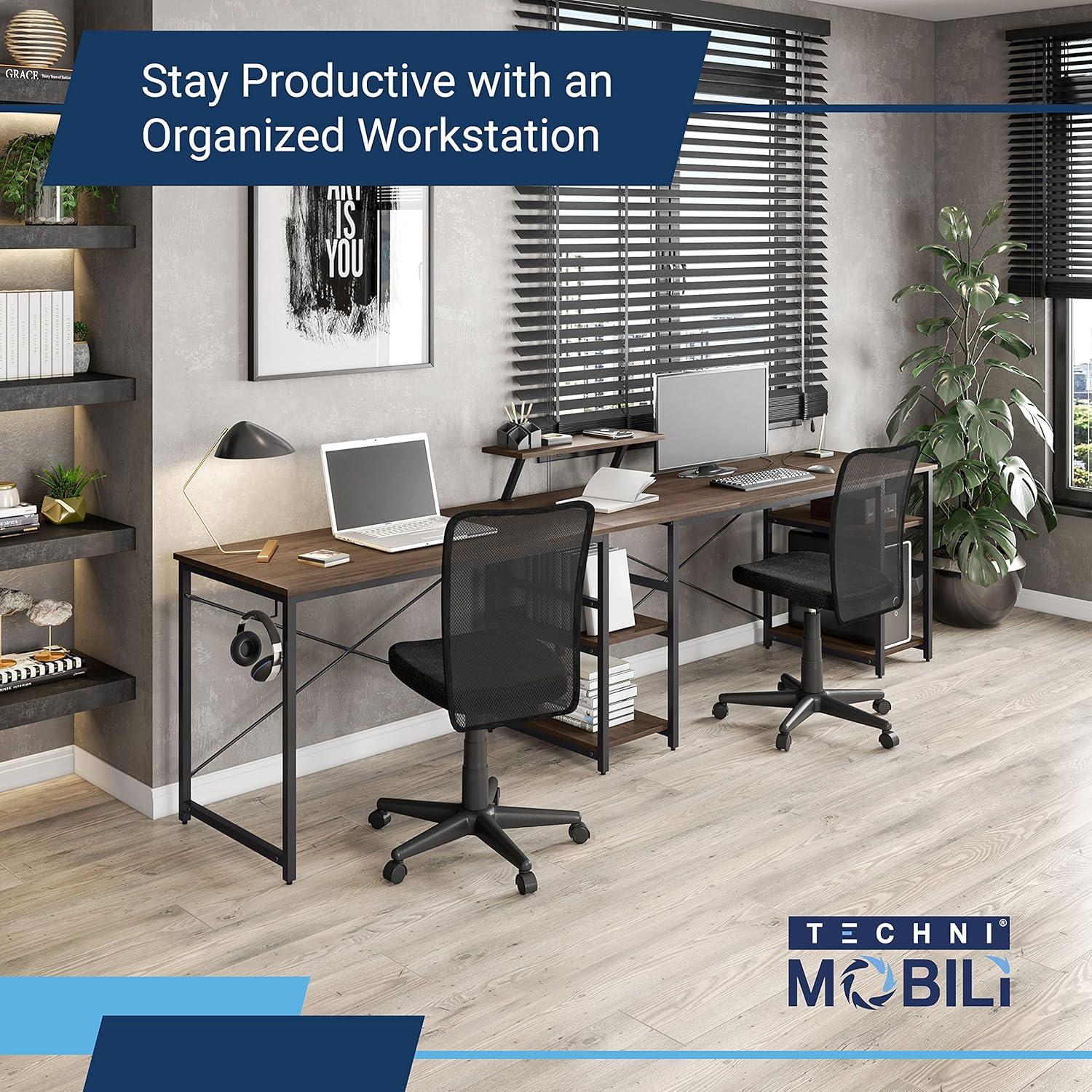 Inbox Zero Techni Mobili L-Shape Industrial Desk With Storage Shelves | Wayfair