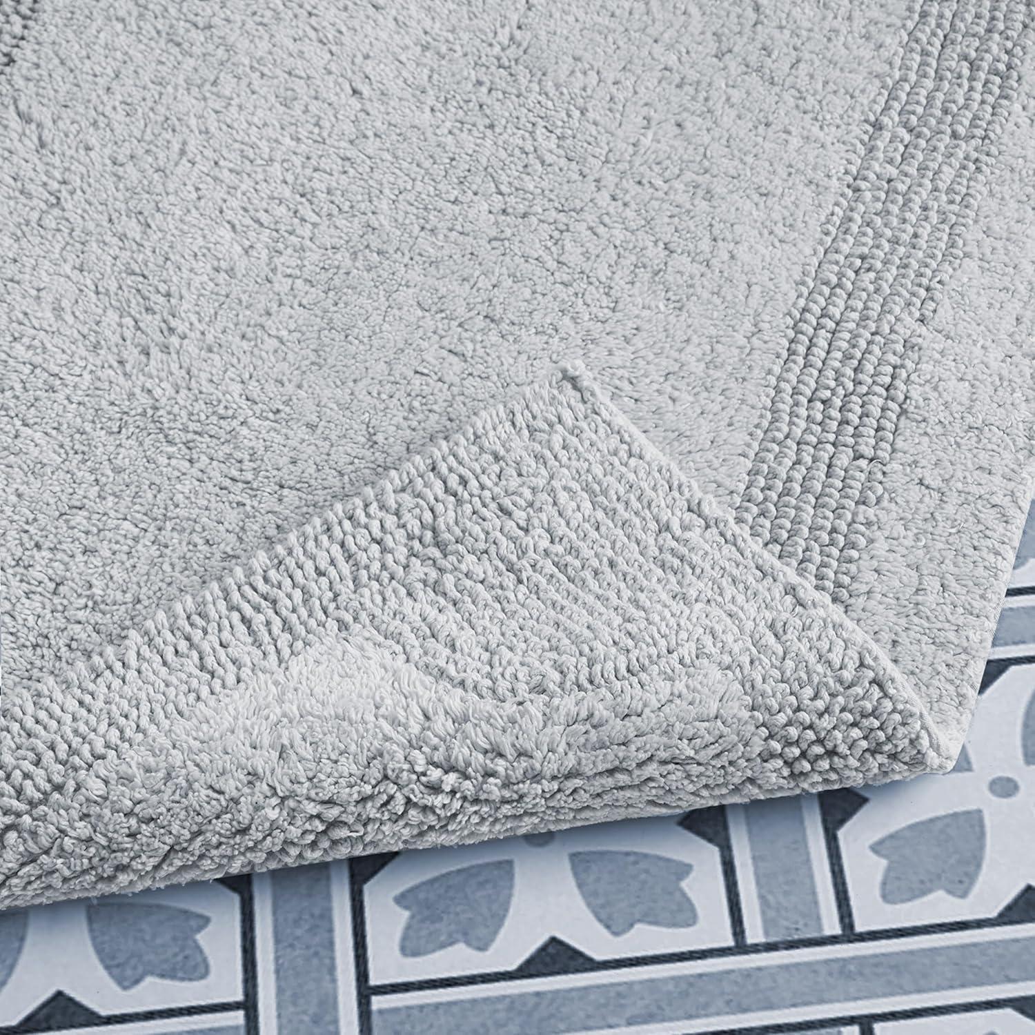 Laura Ashley Reversible Cotton 21 x 34 in. Bath Mat, Light Grey