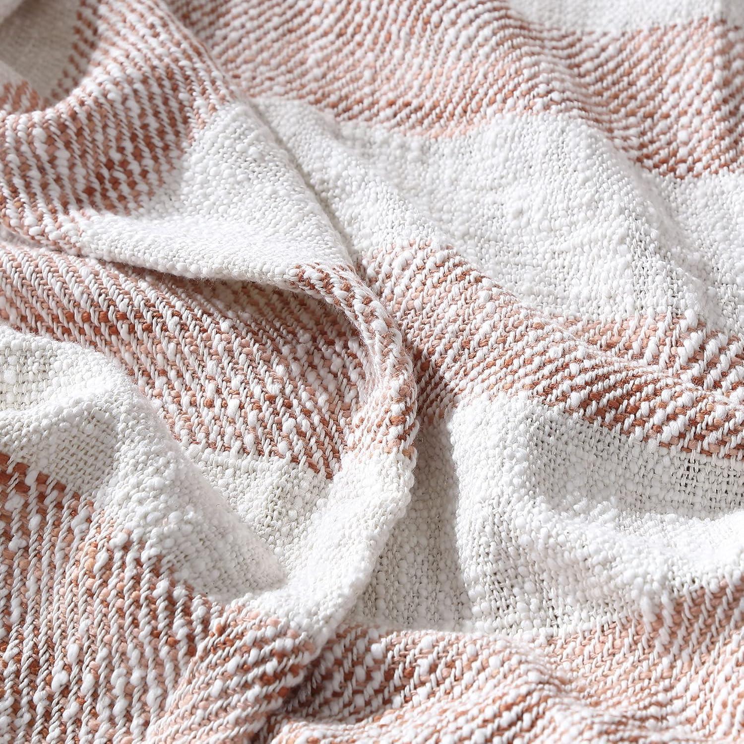 Brielle Home Lara Striped Cotton Throw Blanket