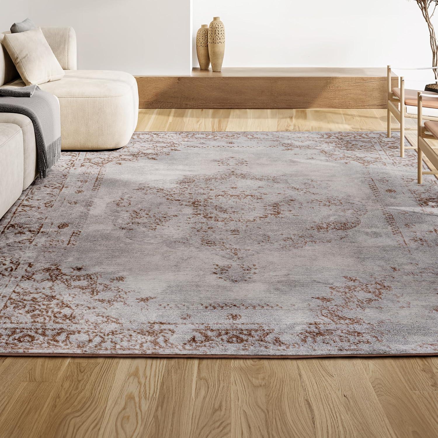 8'x10' Rosalia Cottage Medallion Area Rug, Brown/Cream - JONATHAN Y