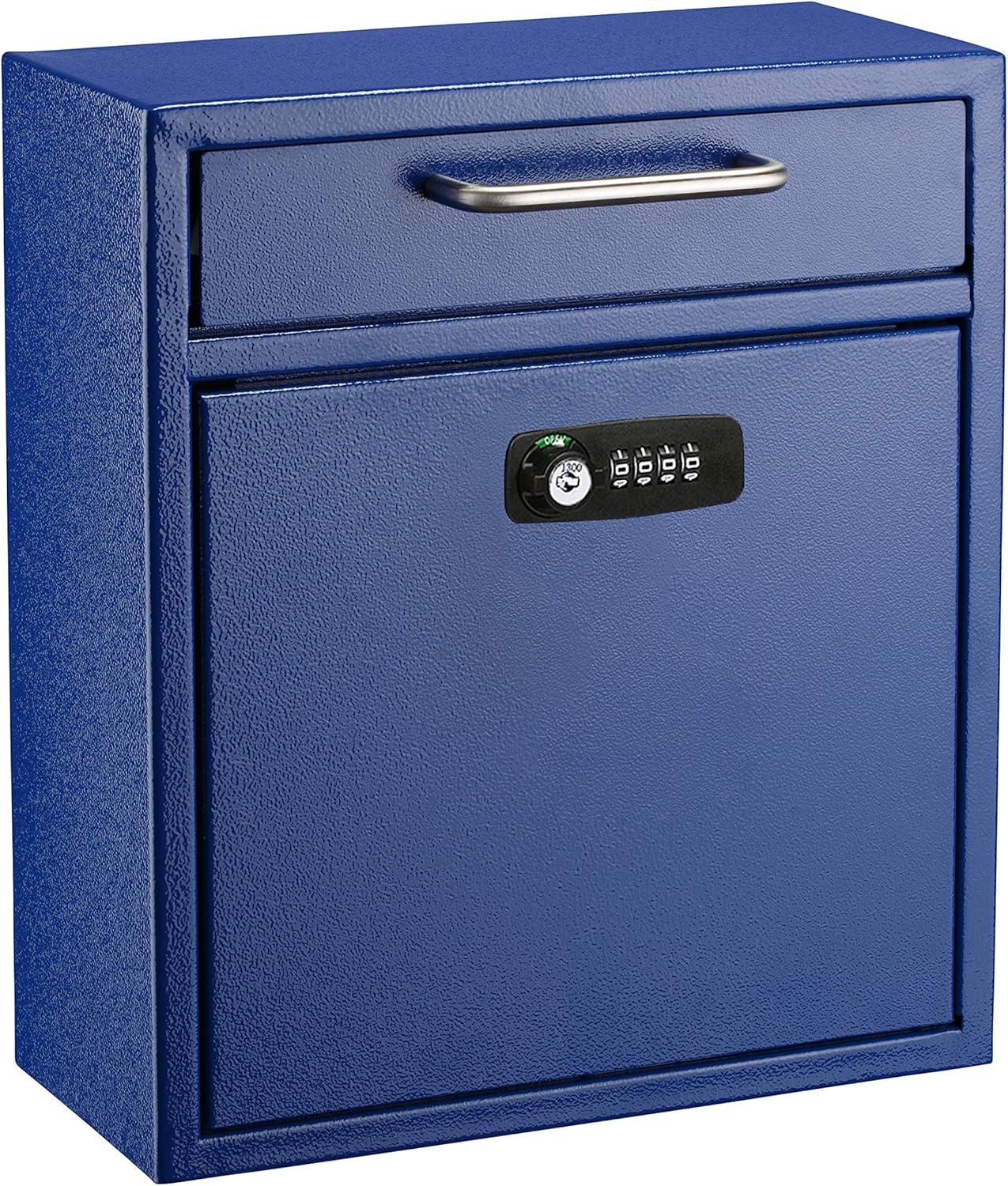 Medium Blue Steel Wall Mount Lockable Mailbox