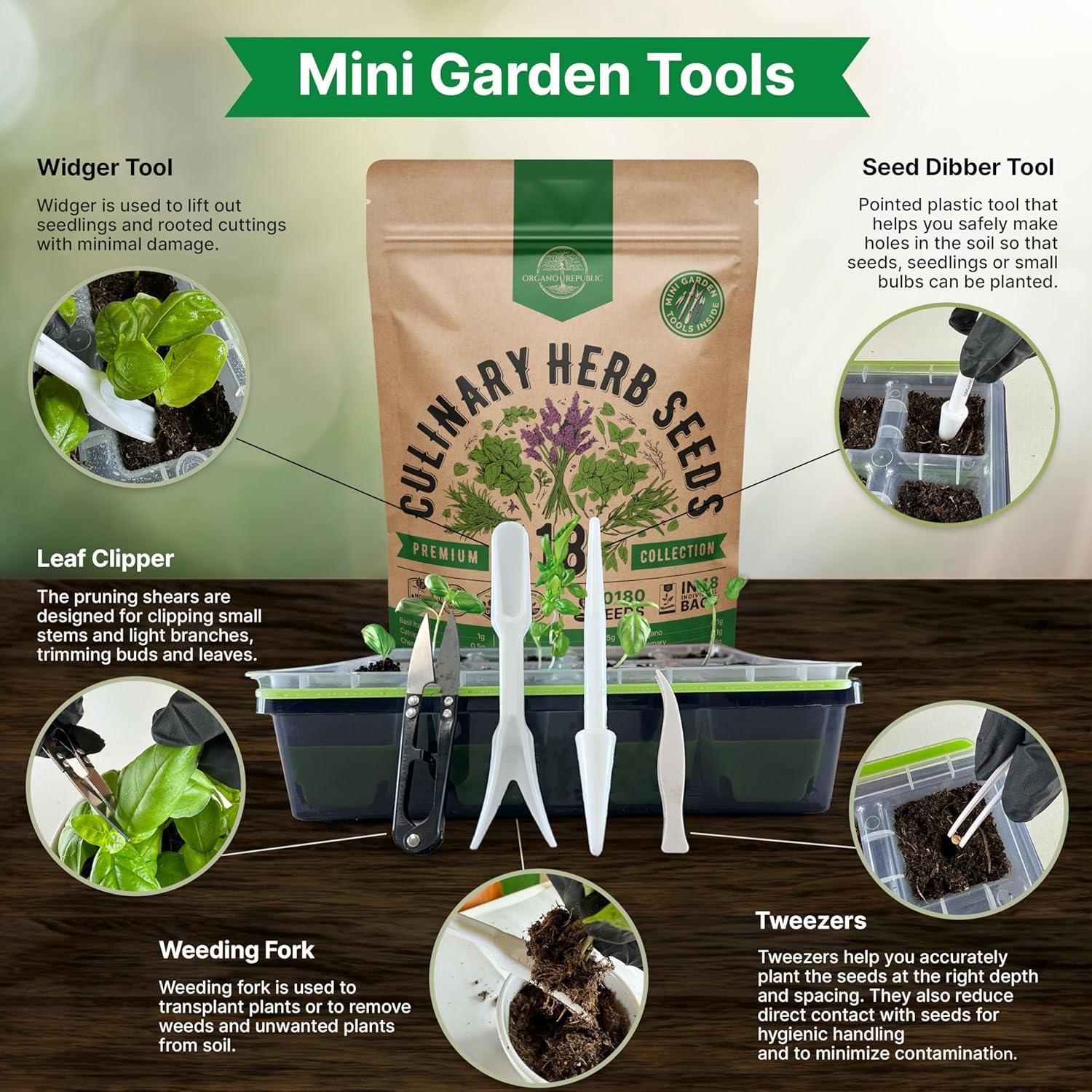 Organo Republic 18 Culinary Herbs Seeds Variety Pack - 10,180+ Heirloom, Non-GMO, Herbs Seeds