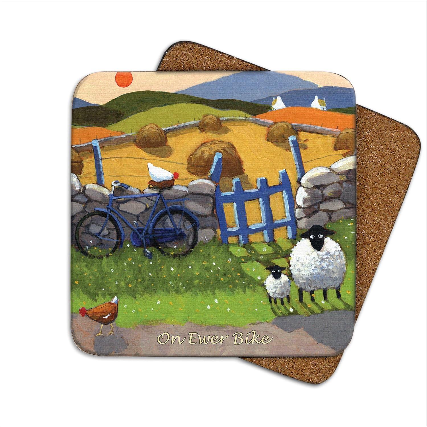 Thomas Joseph Set of 6 Coasters Cork Backed Irish Sheep Design, Gift Boxed (Set nr. 2)