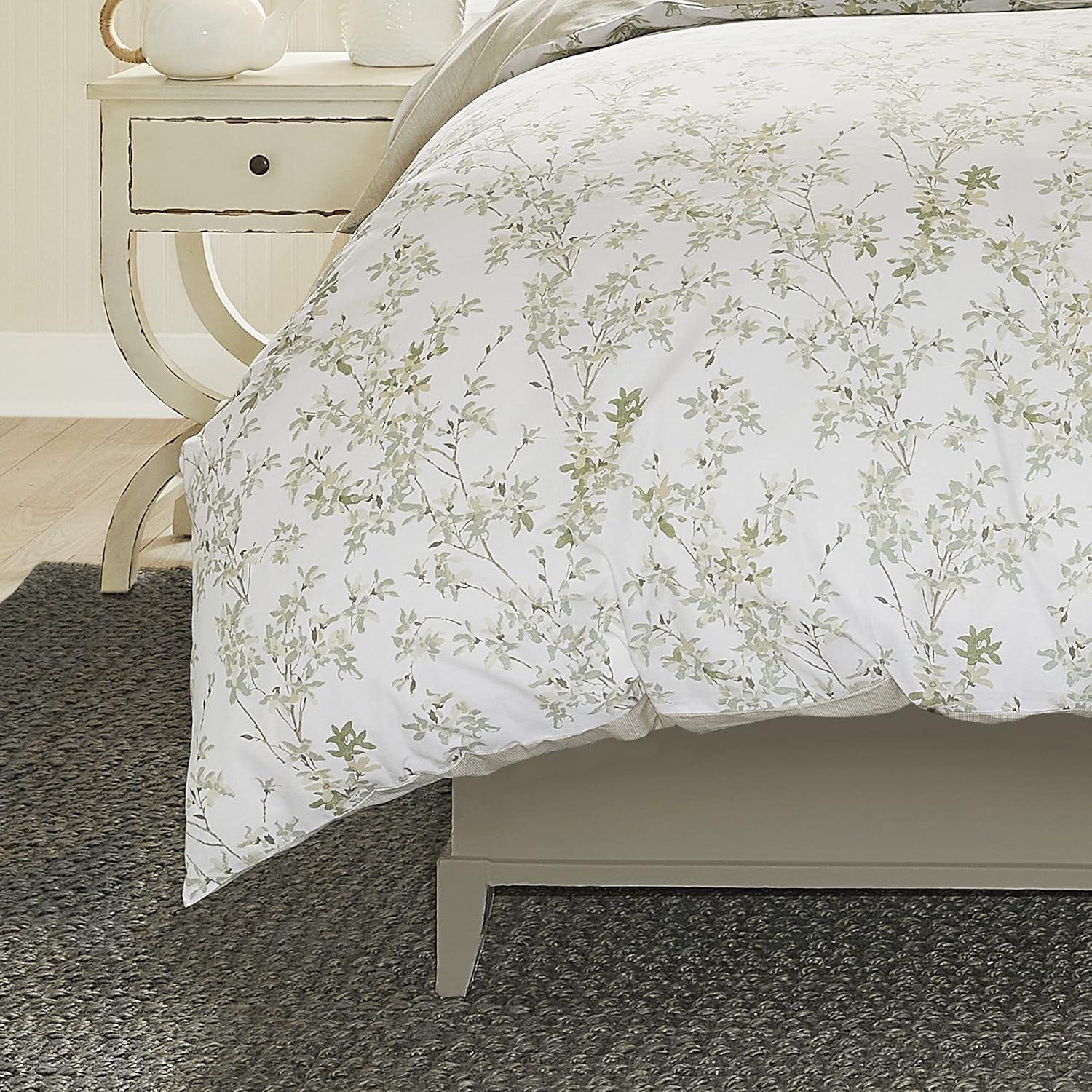 Laura Ashley Lindy Green Cotton Reversible Duvet Cover Set