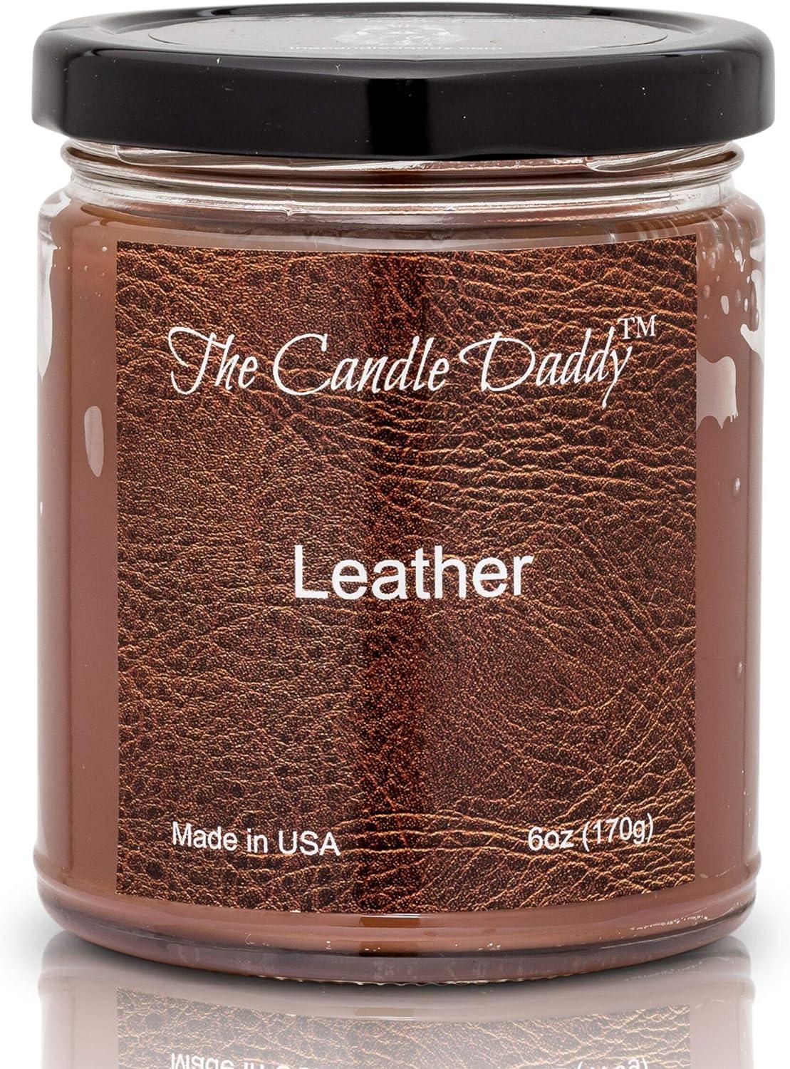 Leather Scented Brown Jar Candle with 40 Hour Burn Time