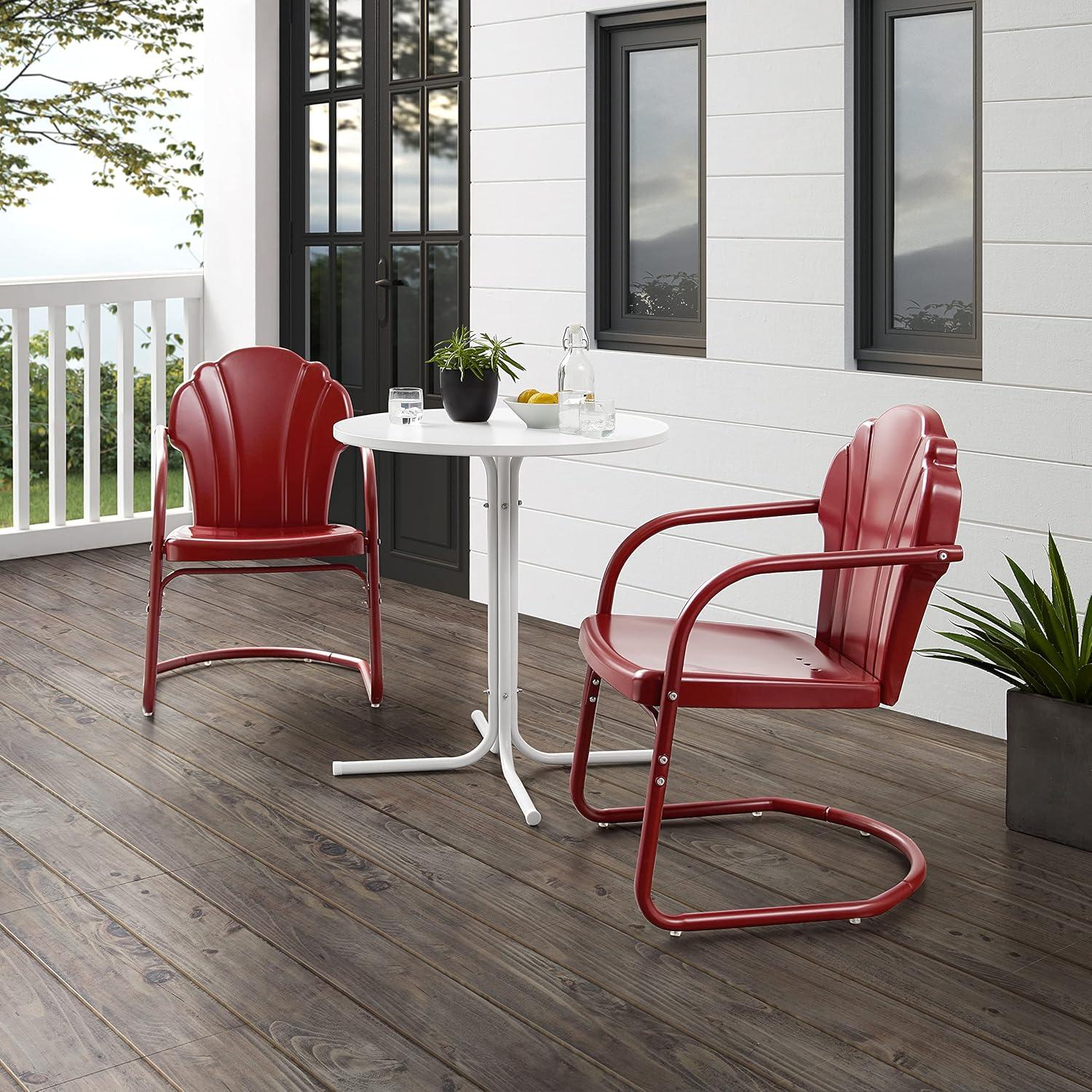 Crosley 3pc Tulip Retro Metal Bistro Set Red