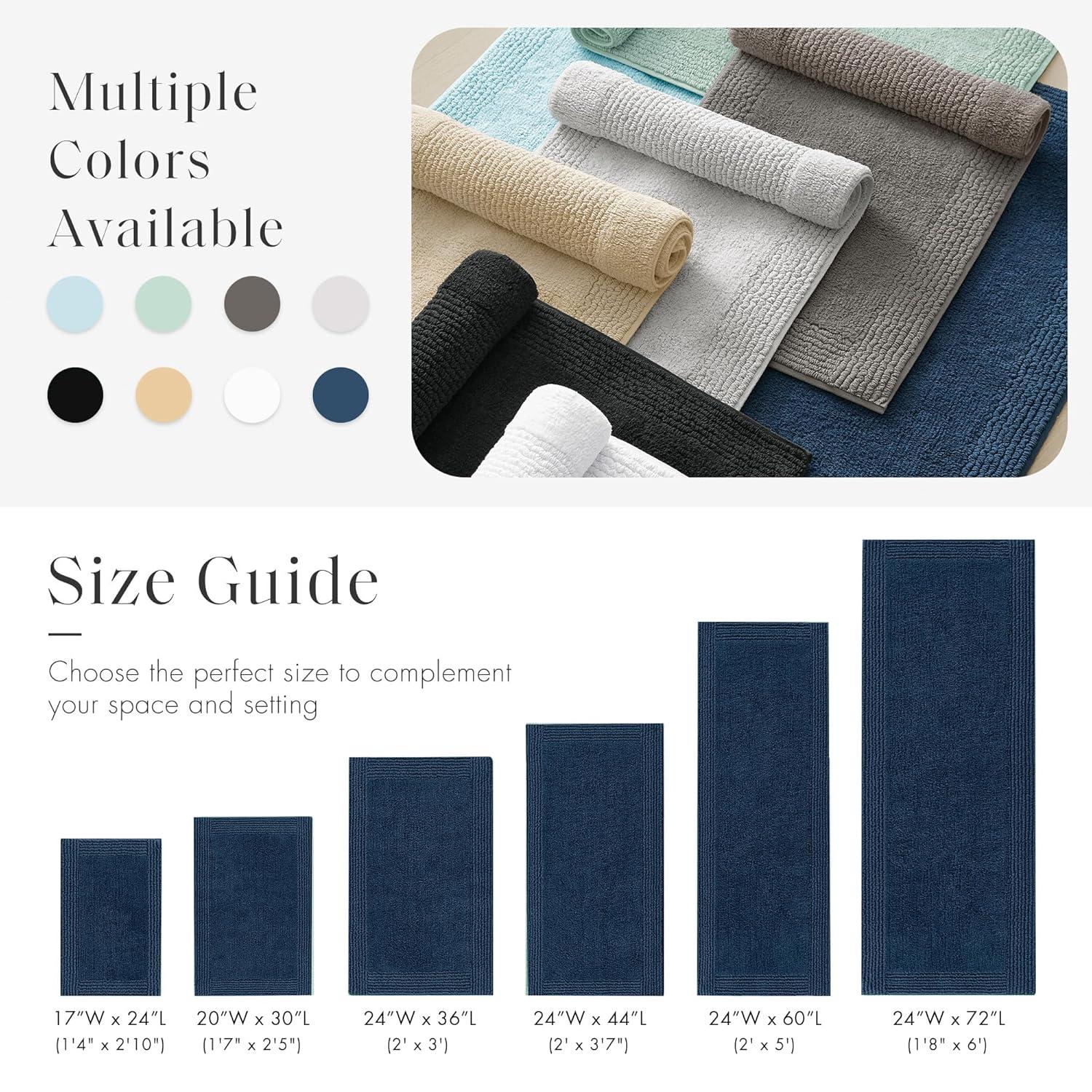 Madison Park Splendor Reversible 100% Cotton Tufted Bathroom Rug-3000 GSM Hotel Quality Luxurious Plush Medium Pile Bath Mat Absorbent, Quick Dry, Shower Room Décor, 20x30 Navy