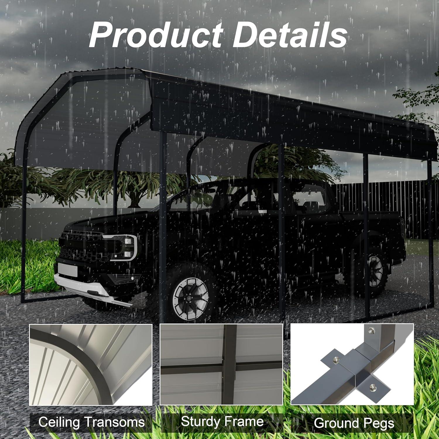 Steel Carport, Galvanized Multiple Sizes