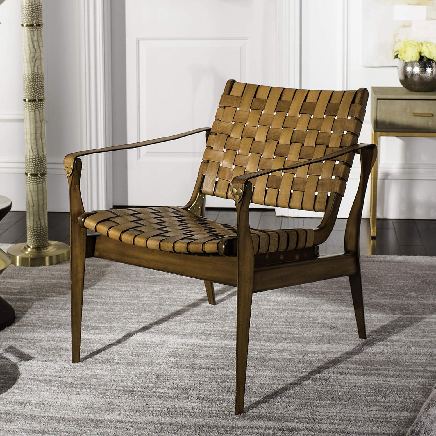 Dilan Leather Safari Chair  - Safavieh