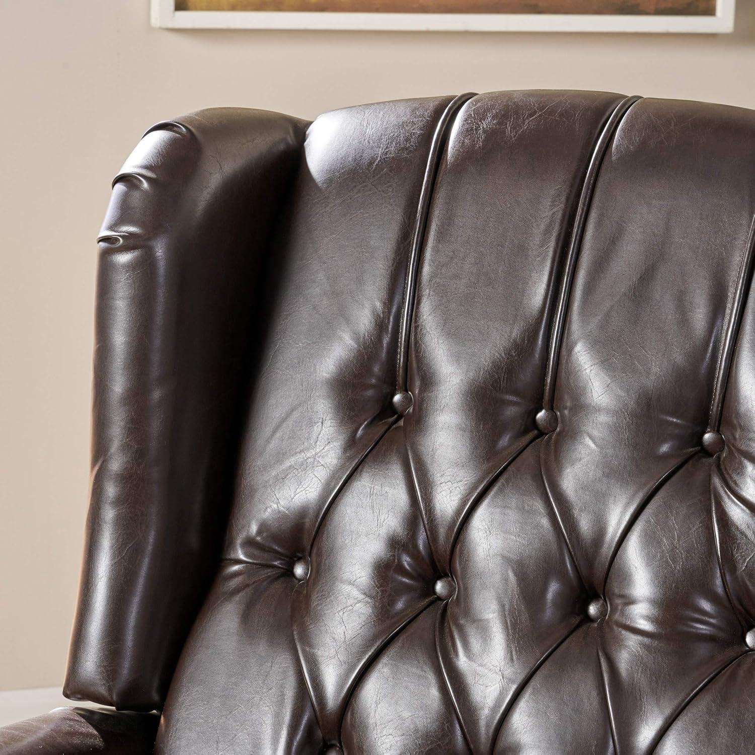 Walter Brown Bonded Leather Recliner Club Chair - Christopher Knight Home: Comfortable Seating, 250lb Capacity