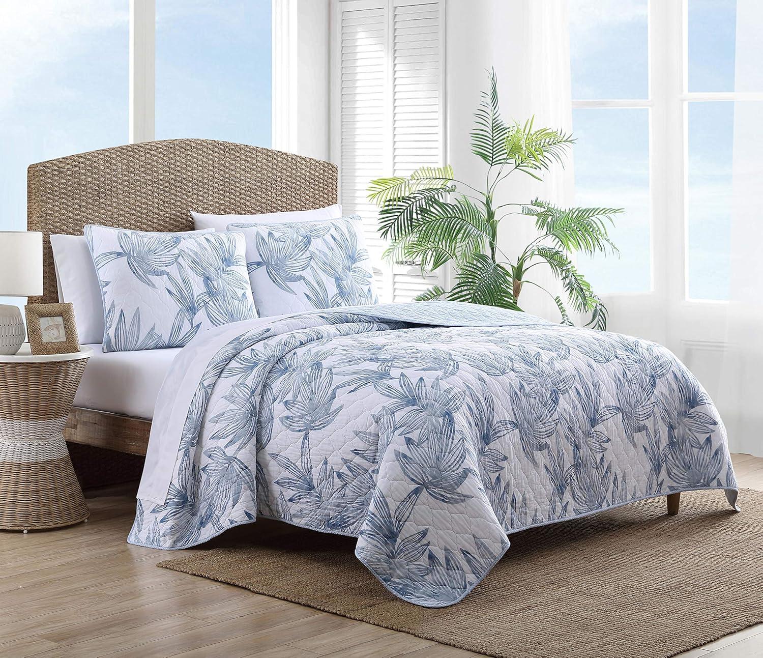 Tommy Bahama Kayo Blue Cotton Reversible Quilt Set