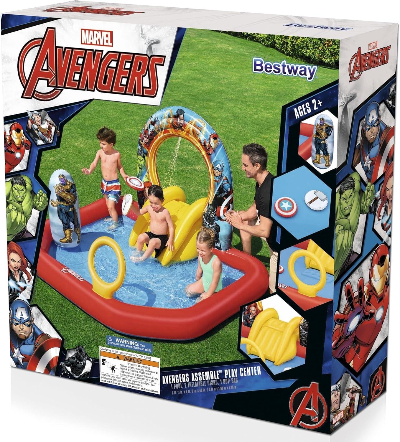 Bestway Marvel's Avengers Assemble Kids Inflatable Water Play Center | Outdoor Summer Pool Toy for Children Ages 2+