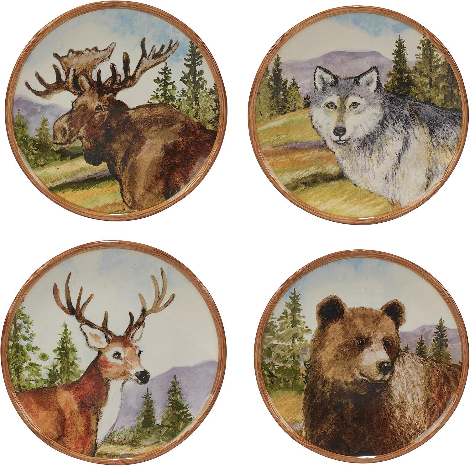 Rustic Wildlife Ceramic 16-Piece Dinnerware Set in Multicolor