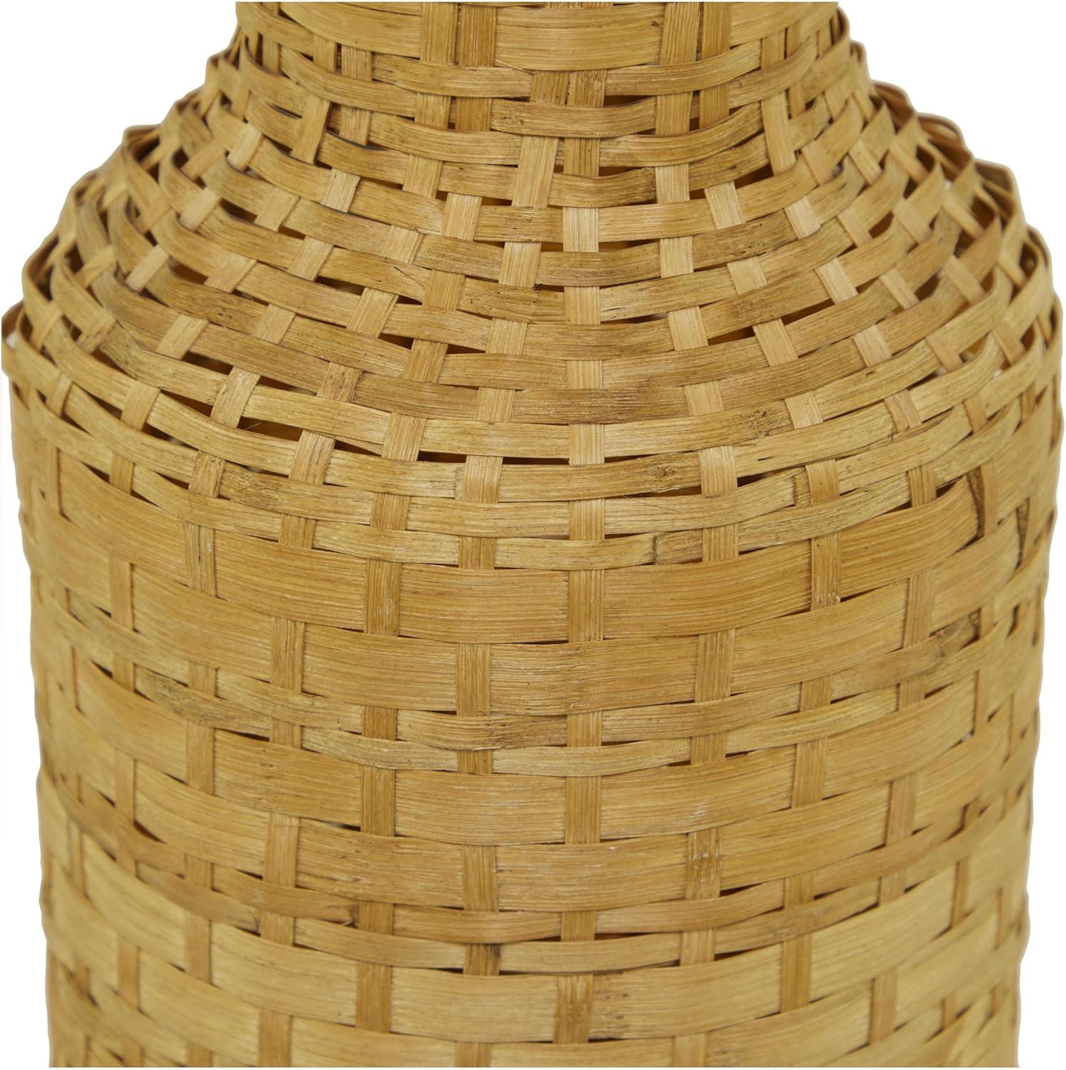 Studio 350 Intricately Woven Tall Bamboo Wood Floor Vase - White or Brown Brown - 9"W, 39"H