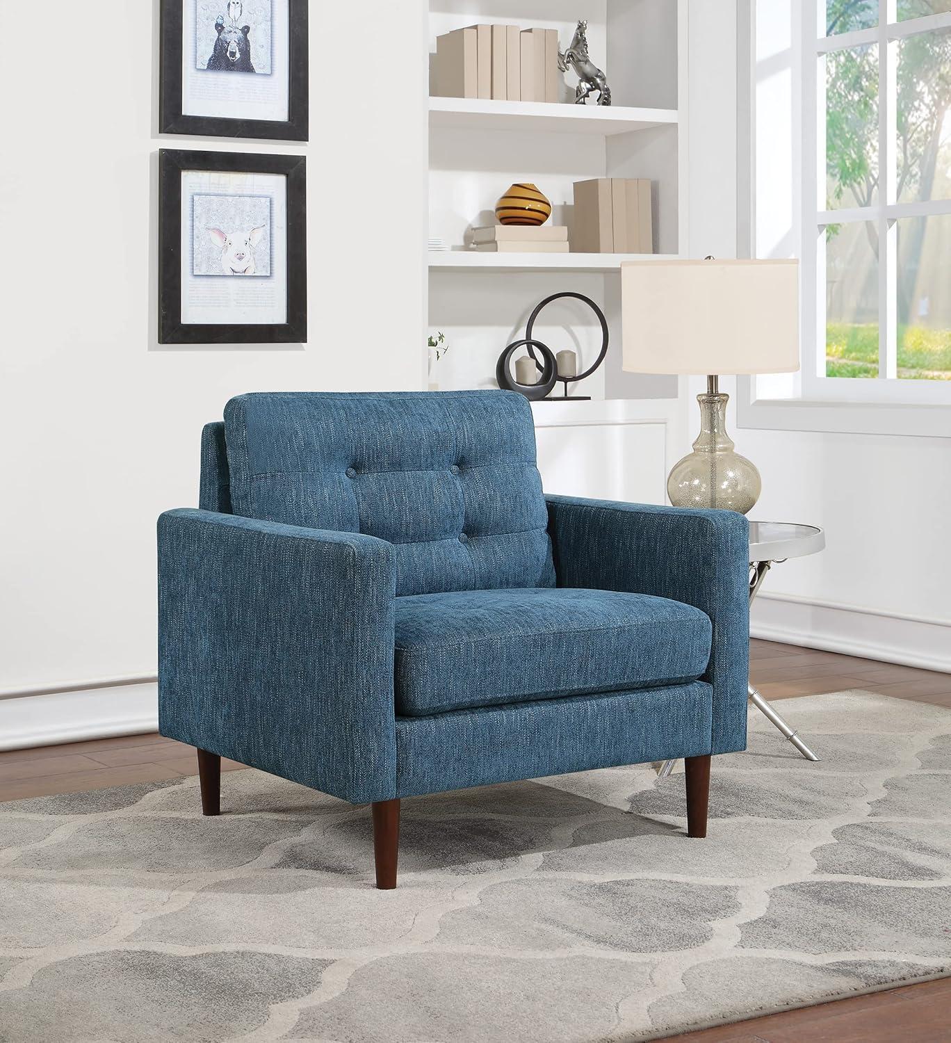 Grayburn Mid-Century Chair in Navy Fabric